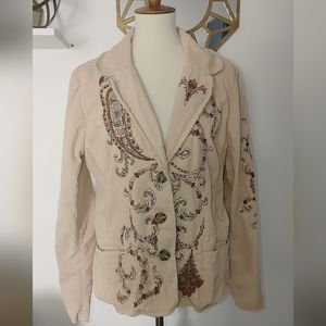 Johnny Was Embroidered Corduroy Jacket